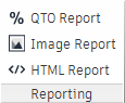 The Reporting panel with its three buttons: QTO Report, Image Report and HTML Report.
